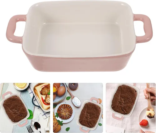 Miniatura 8 de Cabilock Bandeja de cerámica para horno de microondas, bandeja de porcelana de 8.26 x 4.72 x 1.88 pulgadas para hornear, lasaña, brownies, asar