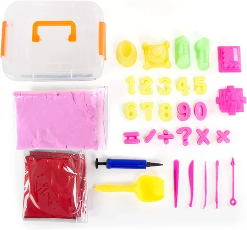 Miniatura 3 de Play Sand Kit - Juguete sensorial de arena de juego de 32 piezas con 3.3 libras de arena mágica de colores, caja de arena inflable, moldes