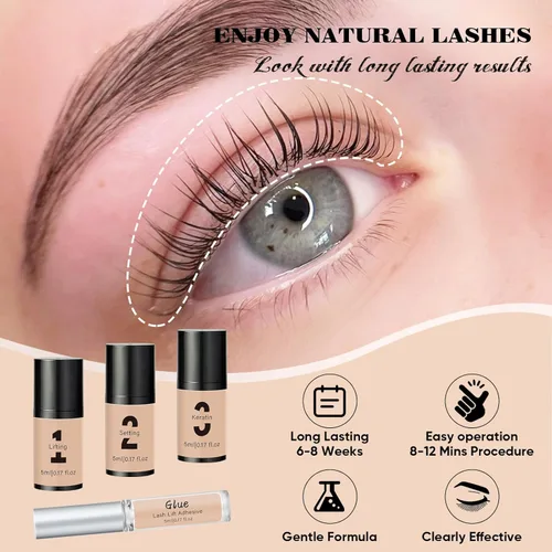 Miniatura 2 de Libeauty Kit de elevación de pestañas y color para cejas con color negro, permanente de elevación rápida y coloración voluminosa con herramientas