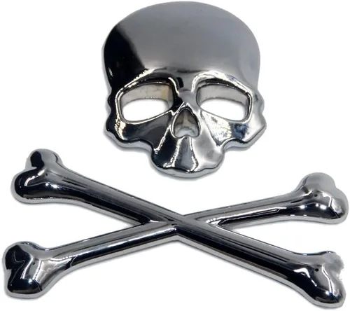 emblema 3D, logotipo, calcomanía, insignia de calavera y huesos cruzados y piratas de metal cromado para Suzuki Kawasaki Harley Yamaha Honda