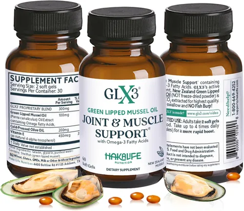 Miniatura 7 de GLX3 Cápsulas de aceite de mejillón de labios verdes extra fuertes – Suplemento cómodo para las articulaciones de larga duración – Apoyo
