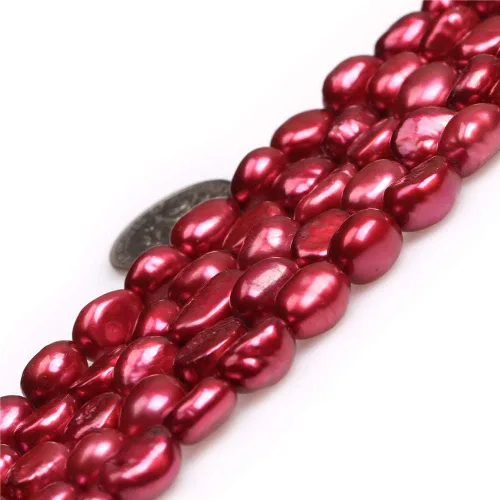 Miniatura 11 de Perlas cultivadas de agua dulce para hacer joyas, piedras preciosas naturales, semipreciosas, 8-9x10-0.433 in, blanco olivarío, 15" JOE FOREMAN