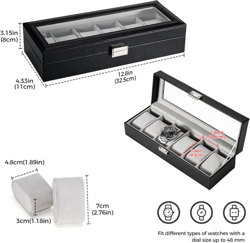 Miniatura 7 de ProCase Paquete de caja de reloj con caja de reloj de 6 ranuras
