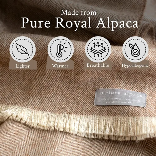 Miniatura 3 de Tejido de espiga de lana de alpaca 100% bebé - Producción limitada Manta de origen ético más cálida que la lana - Manta decorativa cómoda para sofá