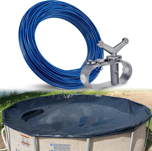 Miniatura 8 de Kit de cable y cabrestante de cubierta de piscina de 131 pies para piscinas sobre el suelo, cable de cubierta de piscina de 10 x 16 pulgadas