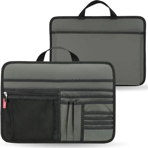 Organizador grande para maletín para trabajo, oficina, documentos, portátil, organizador de almacenamiento (L, gris)