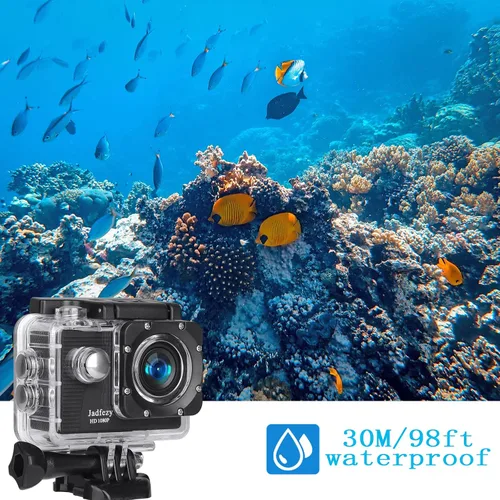 Miniatura 3 de Cámara de acción FHD 1080P 12MP, 98FT/30M Cámara impermeable subacuática con 2 baterías, cámara deportiva gran angular con kit de accesorios
