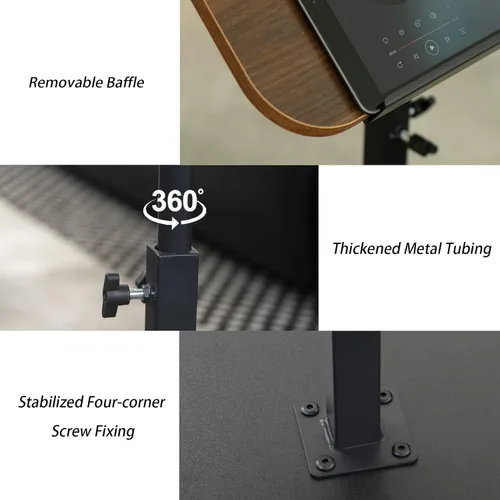 Miniatura 5 de ACEQLYT® Mesa auxiliar pequeña ajustable, altura ajustable, diseño de panel abatible y giro de 360°, reposabrazos de sofá, mesa auxiliar
