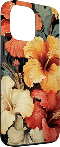 Miniatura 3 de Funda para iPhone 13 Pro Max con diseño tropical hawaiano amarillo rojo hibisco plumeria