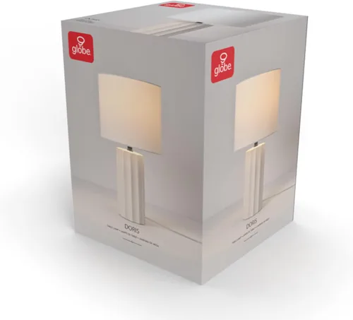 Miniatura 8 de GLOBE Electric 65922 - Lámpara de mesa de 20 pulgadas, acabado de hormigón acanalado, pantalla de lino blanco