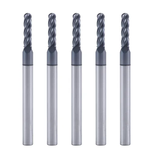 Miniatura 7 de Fresa de punta de bola ISB, diámetro de 1/16", diámetro de vástago de 1/8", brocas de carburo de grano micro de 4 canales para fresadora CNC