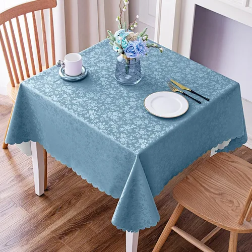 Miniatura 56 de Smiry Mantel cuadrado, mantel de vinilo resistente al agua, lavable, para cocina y comedor (azul bebé, 54 x 54 pulgadas)