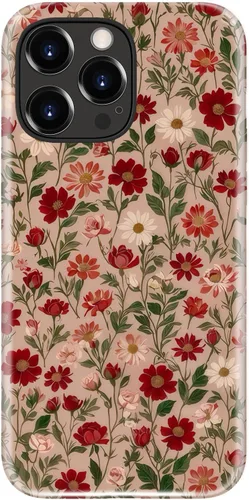 Miniatura 16 de Funda para iPhone 12 Mini, compatible con carga inalámbrica, protección de doble capa con elegante diseño de flores silvestres, silicona suave +