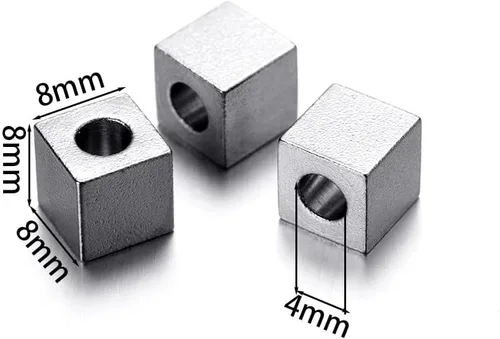 Miniatura 2 de 20 cuentas espaciadoras de cubo de 0.315 pulgadas para hacer joyas, cuentas espaciadoras sueltas de acero inoxidable para manualidades, pulseras