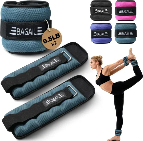 Miniatura 32 de BAGAIL Pesas de tobillo para mujeres y hombres, un par de pesas de 1/2/4/6/8/10 libras con diseño elegante y ajuste seguro para caminar, correr