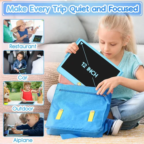 Miniatura 6 de Hockvill Tableta de escritura LCD de 12 pulgadas, juguetes para niños y niñas, almohadilla de dibujo para niños de 3, 4, 5, 6, 7 años, tablero