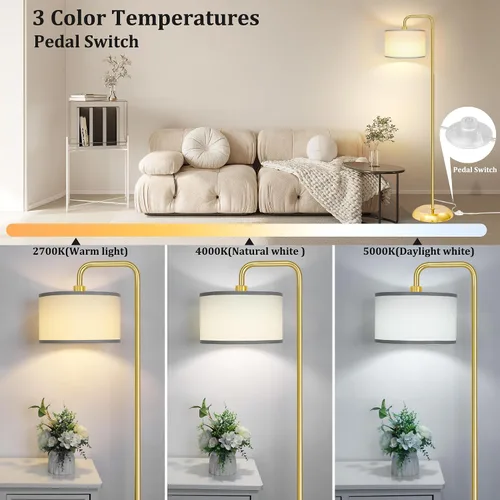 Miniatura 2 de [Actualizada] Lámpara de pie LED para sala de estar, lámpara de pie de 3 temperaturas de color con interruptor de pie, lámpara de pie moderna alta