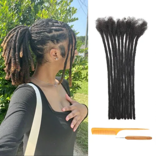 Miniatura 32 de Extensiones de Rastas de Cabello Humano 0.4cm de Grosor 4 Pulgadas 20 Hebras 100% Cabello Humano Real para Hombres/Mujeres/Niños Completamente