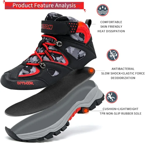 Miniatura 3 de Littleplum Boys Snow Boots Winter Waterproof Antiskid Boots Hiking Outdoor Shoes for Unisex Kids(Little KidBig Kid)