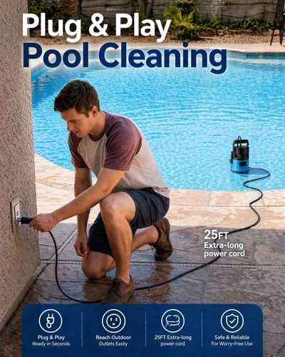 Miniatura 4 de SEESII Bomba de agua sumergible 1HP, bomba de sumidero de alto flujo de 4755 GPH con kit de manguera de 23 pies, red de filtro antiobstrucción