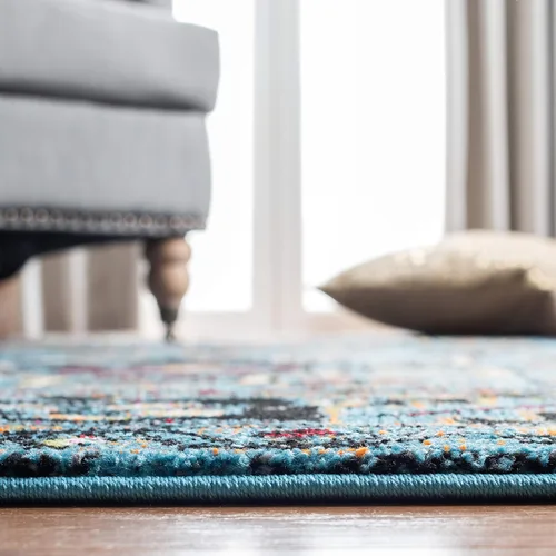 Miniatura 3 de SAFAVIEH Alfombra de Área 9x12 - Colección Vintage Hamadan - Grande - Azul Claro y Negro, Diseño Tradicional Persa, No Desprende Pelusa y Fácil