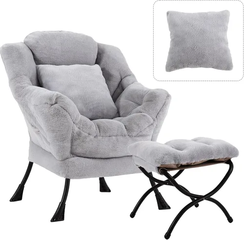 Miniatura 28 de Silla perezosa para sala de estar, silla decorativa grande negra con una almohada, juego de sofá de ocio, cómoda silla de lectura para dormitorio