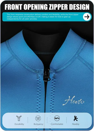 Miniatura 4 de Hevto Traje de neopreno para niños y niñas, jóvenes, 3/2 mm, trajes completos de neopreno para aguas frías, para natación, surf, buceo