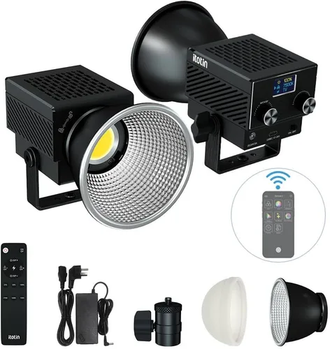 Luz de video LED, luz de video bicolor de 60 W, mini luz de fotografía COB con control de 2.4G/APP, 2700K-7500K, CRI>96, TLCI>97, 8 efectos de