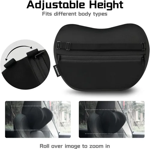 Miniatura 4 de HOPON 2025 Almohada de reposacabezas mejorada con almohada de apoyo lumbar para la mayoría de los coches, almohada de cuello para SUV con tela