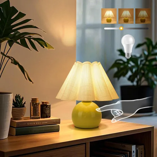 Miniatura 23 de Lámpara de mesa pequeña azul claro para mesita de noche del dormitorio, lindas lámparas de dormitorio para mesita de noche, lindas mini lámparas
