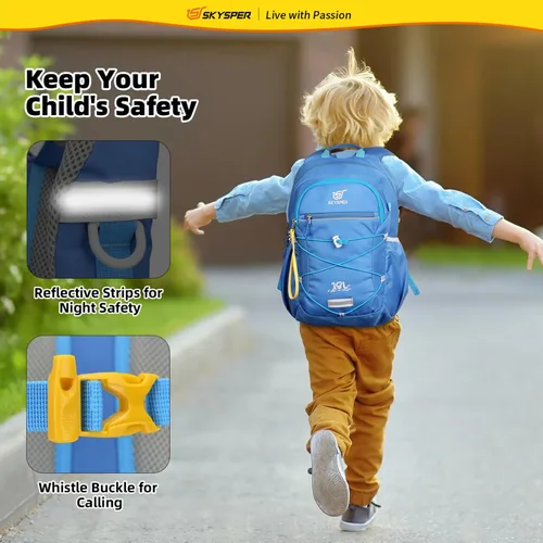 Miniatura 5 de SKYSPER Mochila escolar para niños de 4 a 8 años para viajes de un día y clases (azul)