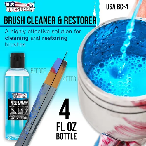 Miniatura 2 de U.S. Art Supply Limpiador y Restaurador de Pinceles, Botella de 4 Onzas - Limpia Rápidamente Pinceles de Pintura, Aerógrafos, Herramientas de Arte