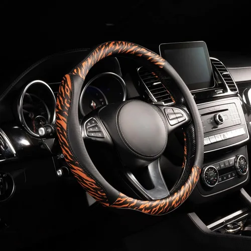 Miniatura 44 de Lord Autofashion - Funda para volante, piel sintética, interior de goma antideslizante, comodidad para todas las estaciones, 14.5-15 pulgadas
