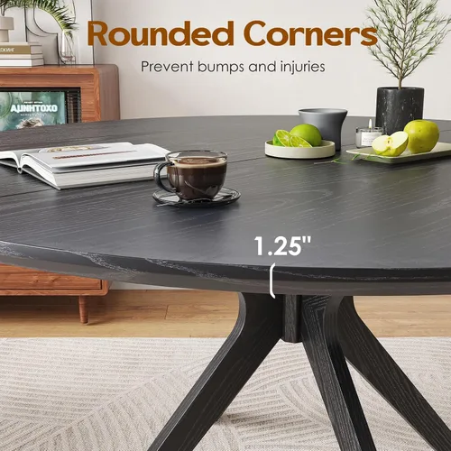 Miniatura 6 de Soohow Mesa redonda de cocina de comedor de madera maciza de 47.2 pulgadas para 4-6 personas con base de pedestal que se interseca