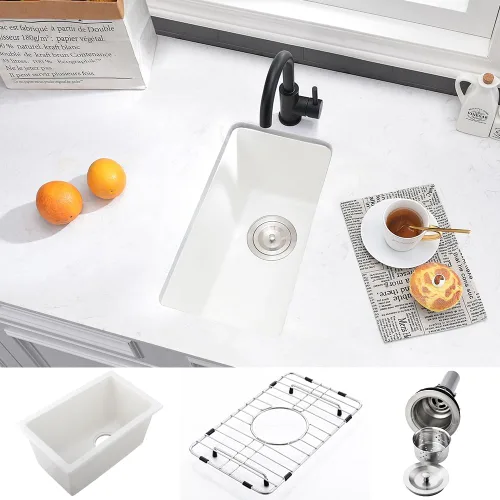 Miniatura 12 de Fregadero de barra negro Undermount-VASOYO - Fregadero de cocina pequeño de 10 x 18 pulgadas, fregaderos de cocina para exteriores, para caravana