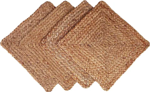 Miniatura 6 de The Home Talk - Juego de 4 manteles individuales de yute y algodón tejidos a mano (Natural, 30.5 x 30.5 cm)