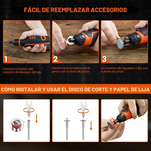 Miniatura 6 de HARDELL Herramienta rotativa inalámbrica de 12 V, kit de herramientas rotativas de 6 velocidades, herramientas rotativas eléctricas de 30000 RPM