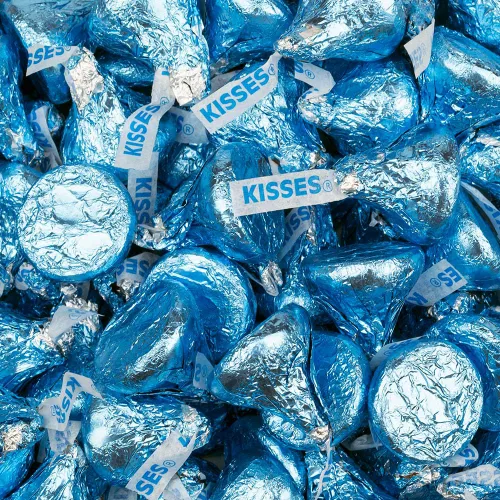 Miniatura 2 de 12ct Personalizado Empresa Añadir Su Logo Artículos promocionales JUST CANDY® favor cube (12 unidades) - Light Blue Kisses Chocolate