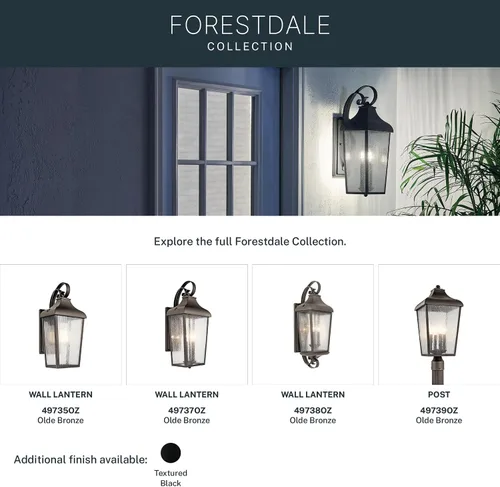 Miniatura 8 de Kichler Forestdale - Lámpara de pared para exteriores de 14.75 pulgadas con cristal transparente sembrado en bronce antiguo