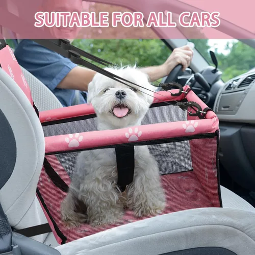 Miniatura 6 de Asiento de coche para perro plegable, asiento elevador de coche para perros impermeable transpirable Oxford, bolsa de viaje para perros pequeños a