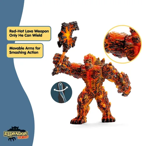 Miniatura 4 de Schleich Eldrador Creatures - Figurina de monstruo de lava con hacha de batalla para jugar - Figura de acción de golem de fuego gigante posable