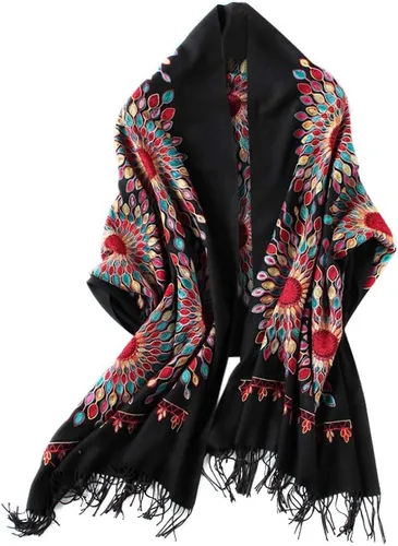 Miniatura 21 de Urban CoCo Chal Bordado con Borlas de Tamaño Grande para Mujer, Bufanda de Mujer