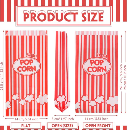 Miniatura 2 de Potchen 300 bolsas de palomitas de maíz, bolsas de papel a granel, bolsas de palomitas de maíz, bolsas de palomitas de maíz, contenedor desechable