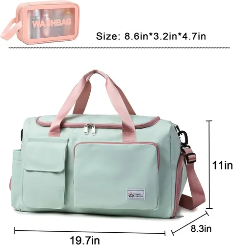 Miniatura 51 de Pequeña bolsa de gimnasio para mujer, bolsa de viaje con compartimento para zapatos