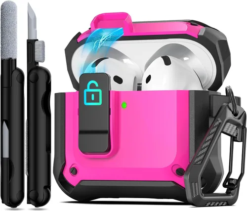 Miniatura 9 de R-fun - Funda para audífonos compatible con AirPods de 4.ª generación 2024, cubierta protectora de expulsión automática a prueba de caídas, puerto