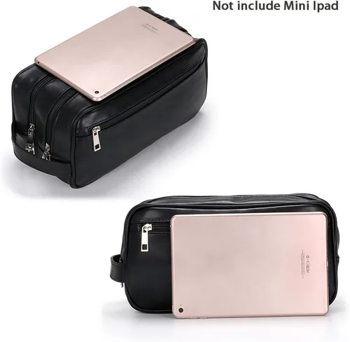 Miniatura 6 de Sumnacon Bolsas de aseo personal, unisex, de piel sintética, impermeable, organizador de artículos de aseo para viajes, perfecto para afeitar, aseo