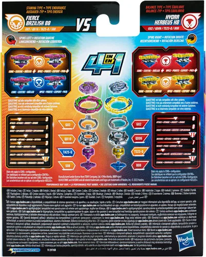 Miniatura 4 de Beyblade Burst QuadStrike Fierce Bazilisk B8 y Hydra Kerbeus K8 Trompo Giratorio Paquete Doble, 2 Trompos de Juego de Batalla para Niños de 8 Años