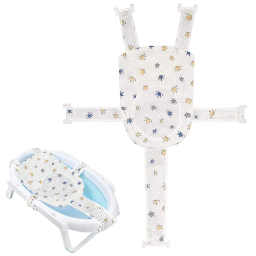 Miniatura 8 de Colorlife Asiento de Baño para Bebé con Malla de Apoyo, Asiento de Baño para Bebé, Ajustable, Cómodo, Antideslizante, Malla de Ducha de Cinco Puntos