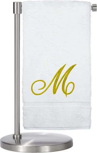 Miniatura 144 de Script R - Toalla de baño con monograma, regalo personalizado, 27 x 54 pulgadas, juego de 1 toalla bordada con texto dorado, 100% algodón turco