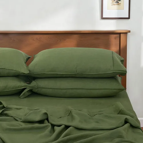 Miniatura 7 de S VICTORY SYMBOL Juego de 2 fundas de almohada de lino 100% orgánico de 20 x 30 pulgadas, lino natural francés suave y duradero, color verde enebro
